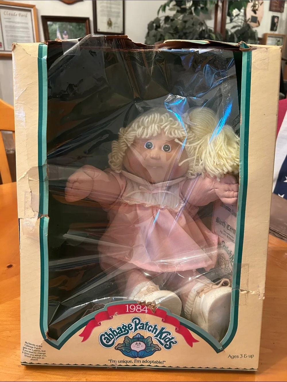 Blonde Original Cabbage Patch Kid in Pink Dress (1984)